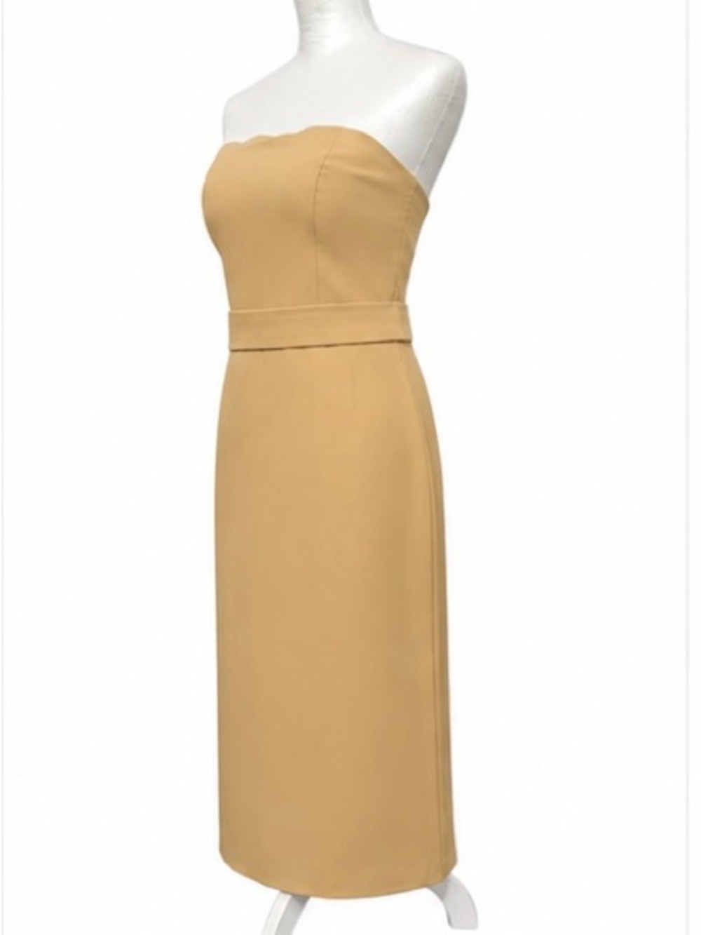 Strapless Midi Dress in Camel